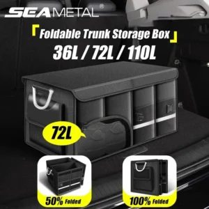 SEAMETAL صندوق تخزين صندوق قابل للطي مقاوم للماء قماش أكسفورد 110L منظم سيارة ذو سعة كبيرة للتخييم/صيد الأسماك يسهل حملها