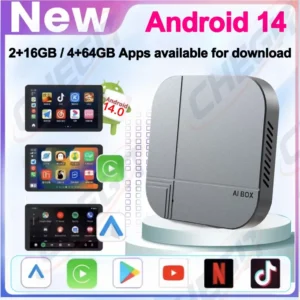 صندوق أندرويد الذكي للسيارة 4G+64G/2G+32G لاسلكي مع CarPlay وAndroid Auto لمشاهدة يوتيوب ونتفليكس، مناسب لسيارات فولكس فاجن ونيسان وتويوتا وهيونداي وفورد