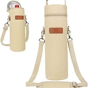 opux Single Bottle Wine Bag Carrier Insulated Cooler Tote with Strap, Cream | 1 Bottle Fit, Thermal Insulated Padded Cooler, Wine Lover Gift Women Men Christmas, Protective Case, Shoulder Strap: Home & Kitchen