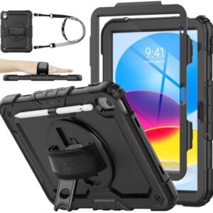 SEYMAC stock Case for iPad (A16) 11th/10th Generation 11''/10.9'' 2025/2022, Full-Body Drop Protection Case with Screen Protector &360° Rotate Hand Strap/Stand, Black : Electronics