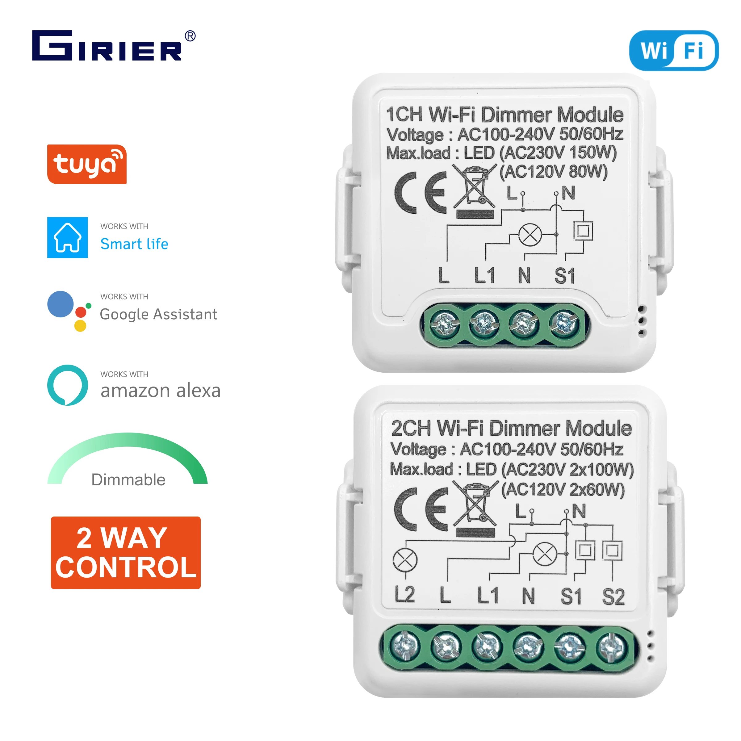 Tuya Wifi 10A Smart Switch with Voice and Alexa/Google Support