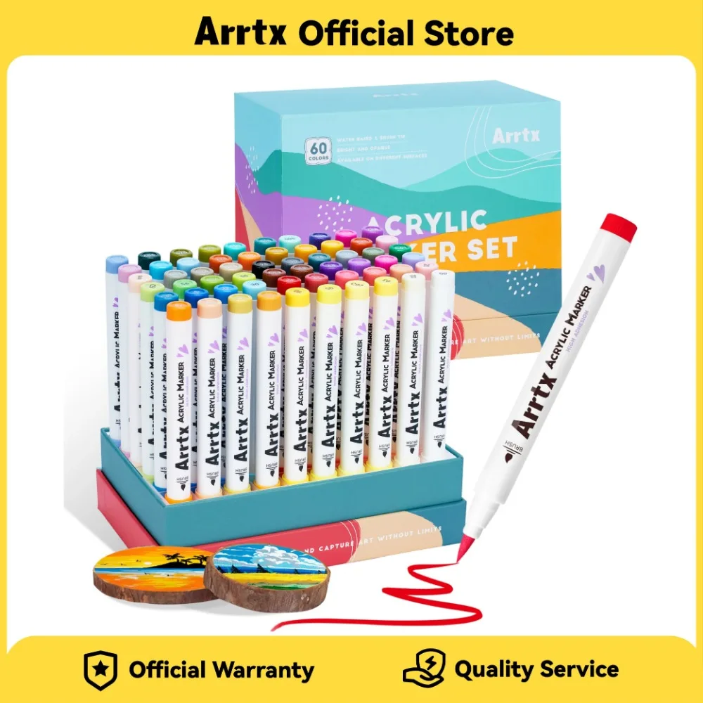 60 Color Acrylic Paint Pens with Brush Tip - Artex