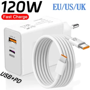 كابل شحن سريع 120 واط USB-C PD لآيفون 17 16 15 برو شاومي سامسونج