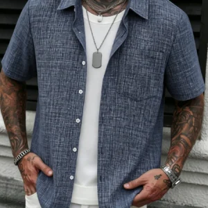 Men's Casual Linen Short Sleeve Shirts Drip Outfits Man Outfit Set Designer Cheap Clothing Summer Tops For Man - AliExpress 200000343