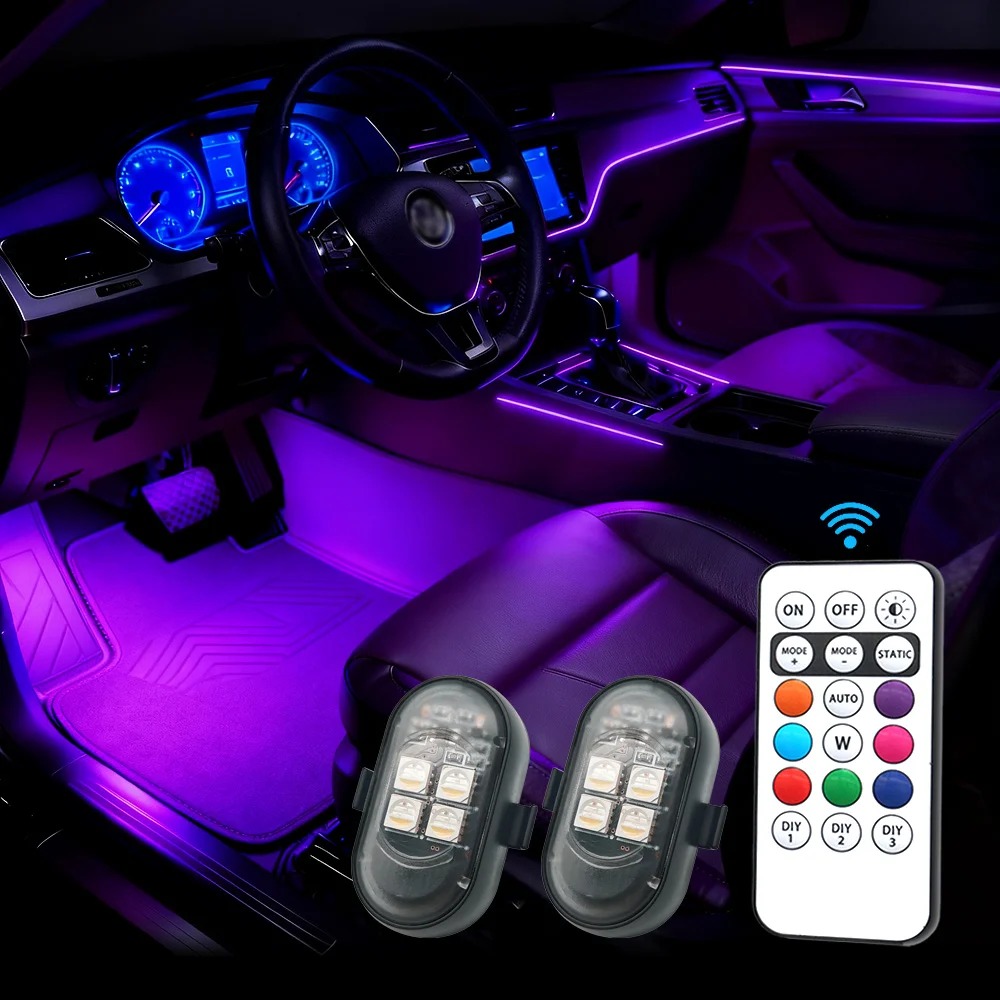 Upgrade your car's RGB ambient lights, larger and brighter battery, Type-C charging cable, and multi-mode wireless remote control for motorcycles - AliExpress 34