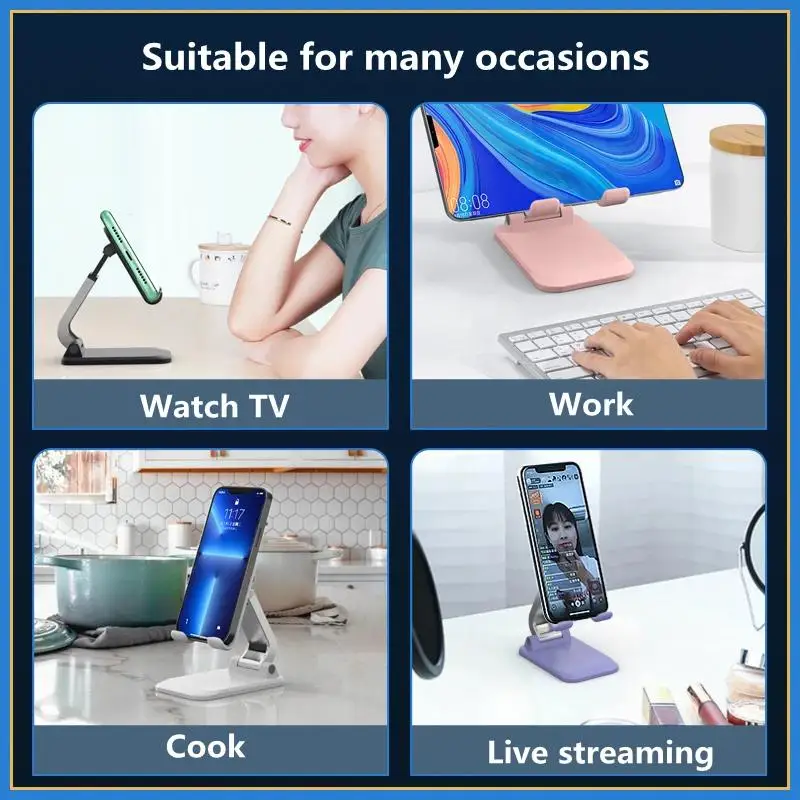 Foldable ABS desktop phone holder, suitable for iPads, iPhones, and smartphones; supports tablets; portable cell phone stand. - AliExpress 202192403 - Image 4
