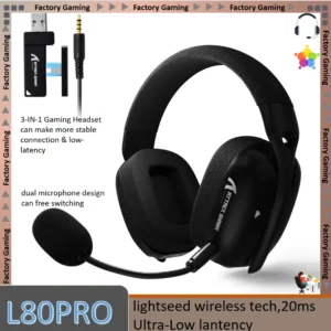 سماعة الألعاب ATTACK SHARK L80PRO 3-IN-1 تتميز باتصال أكثر استقرارًا وتأخير منخفض، تصميم بميكروفون مزدوج، 40 مم. - AliExpress 44