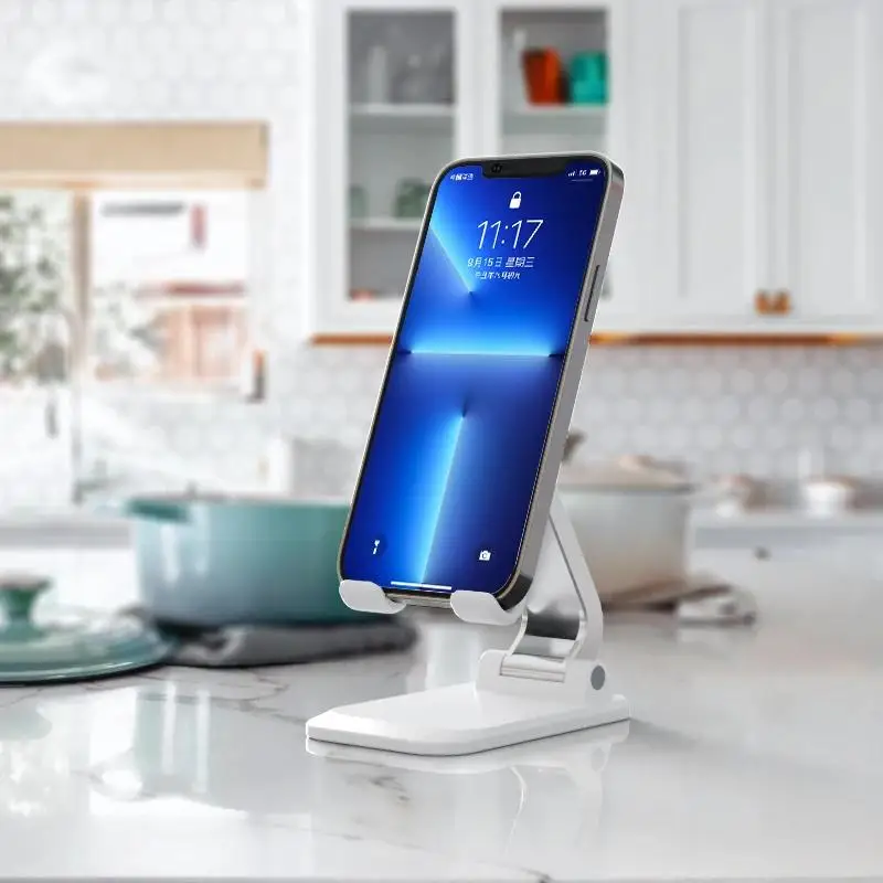 Foldable ABS desktop phone holder, suitable for iPads, iPhones, and smartphones; supports tablets; portable cell phone stand. - AliExpress 202192403 - Image 6