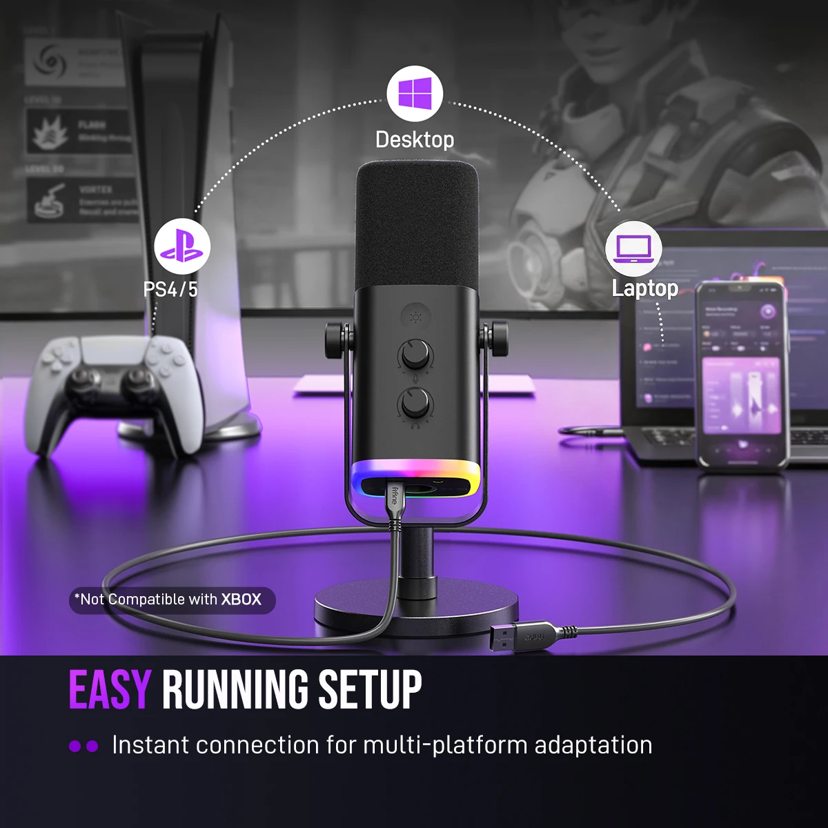FIFINE USB/XLR Dynamic Microphone with RGB Control/Headphone Jack/Mute, AmpliGame-AM8 PC Game Recording Microphone - AliExpress - Image 4