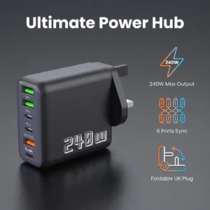 شاحن فائق السرعة 240 واط بريطاني بـ 6 منافذ USB-C PD PPS QC5 محطة شحن متعددة الأجهزة محول شحن حائطي لهواتف آيفون وسامسونج وشاومي - AliExpress 202192403