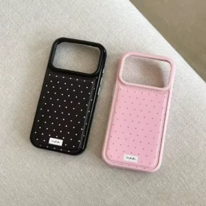 جراب هاتف جلدي بتصميم منقط أبيض ووردي وأزرق بتصميم Y2K بسيط وعصري لهواتف آيفون 17 AIR 16 15 14 13 12 11 Pro MAX Plus - AliExpress 202192403