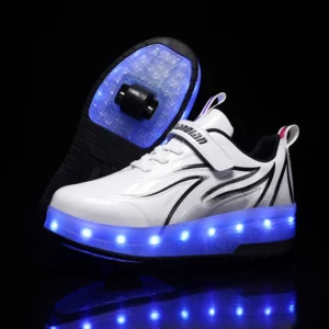 أحذية تزلج LED للأطفال بعجلتين بتصميم مضيء