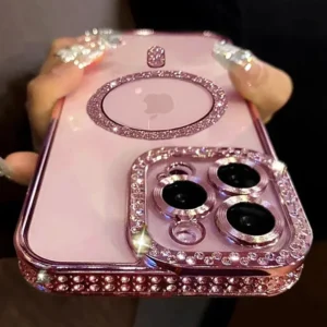 حافظة شفافة ماسية لامعة عصرية جديدة لهاتف آيفون 16 15 14 13 17 12 Pro Max 16 Plus غطاء ممتص للصدمات للشحن اللاسلكي المغناطيسي - AliExpress 202192403