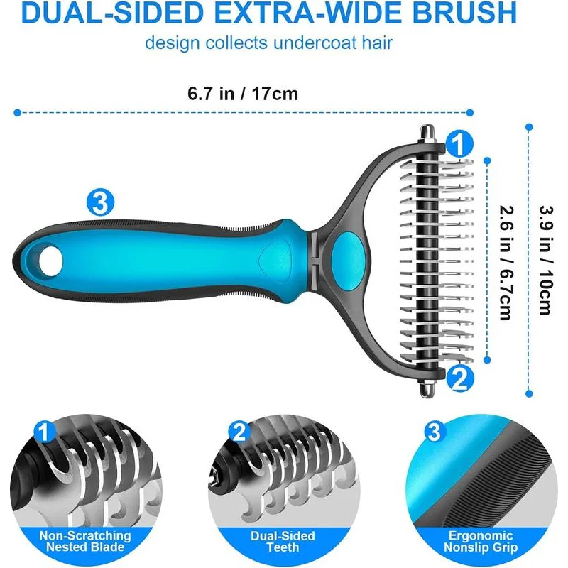 2-in-1 Pet Hair Removal Brush for All Types of Dogs and Cats - Image 5