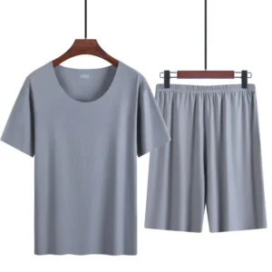 الرجال قطعتين بيجامة من الحرير الجليدي الرجال الصيف رقيقة مشروط قصيرة الأكمام منامة Homewear الرجال بيجامة كبيرة الحجم Homewear مجموعة