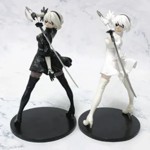 حار 18 سنتيمتر Yorha 2B سلسلة أبيض وأسود أنيمي الشكل البلاستيكية تحصيل عمل أرقام نموذج دمية تمثال هدية - AliExpress 26