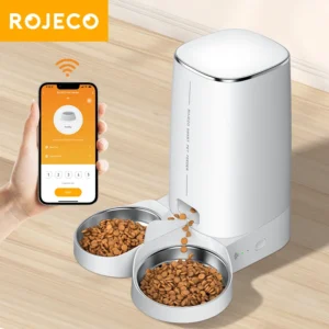 ROJECO Automatic Cat Feeder, Smart Pet Cat Food Dispenser, Cable Dispenser, Remote Control, Auto WiFi Dual Feeder for Cats and Dogs - AliExpress 15