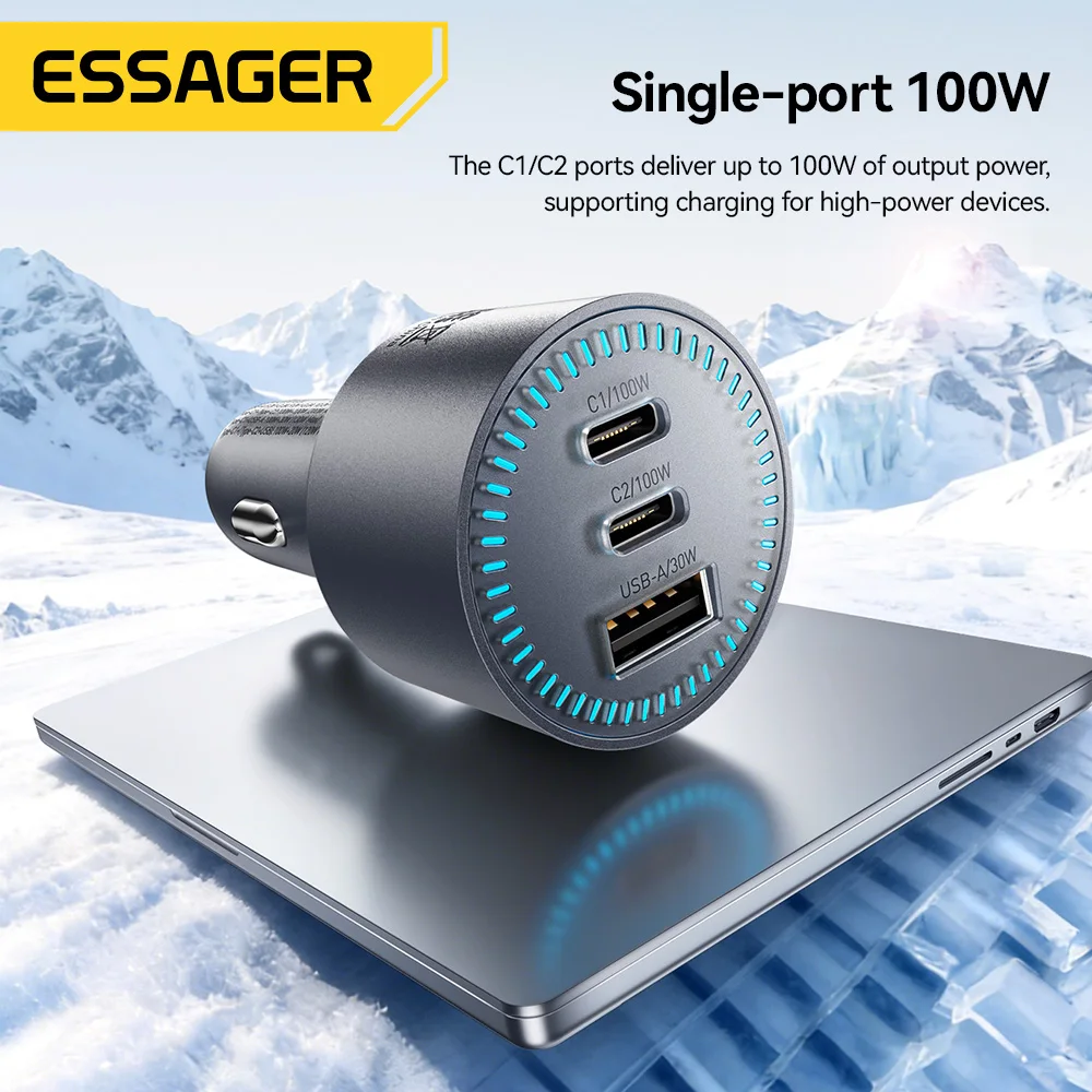 ESAGER 200W Car Charger with Quick Charge 4.0 and 100W USB-C Port for Fast Charging of MacBook, iPhone 17 & 16, and Samsung S25 - AliExpress 202192403 - Image 3