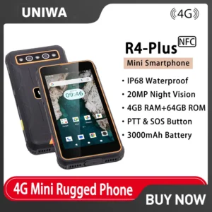 هاتف UNIWA R4 PLUS 4G بذاكرة 4GB و64GB، شاشة 4 بوصة، NFC، مقاوم للماء