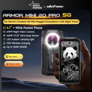 هاتف Ulefone Armor Mini 20 Pro 5G بشاشة 4.7 بوصة وكاميرا ليلية بدقة 64 ميجابكسل وإضاءة LED متعددة الاستخدامات ونظام تشغيل Android 14 وبطارية 6200 مللي أمبير في الساعة وذاكرة وصول عشوائي (RAM) بسع - AliExpress 509
