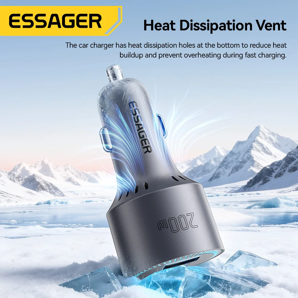 ESAGER 200W Car Charger with Quick Charge 4.0 and 100W USB-C Port for Fast Charging of MacBook, iPhone 17 & 16, and Samsung S25 - AliExpress 202192403 - Image 6