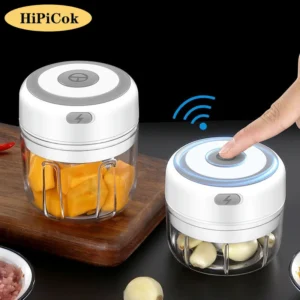 HiPiCok مفرمة اللحم الكهربائية كسارة الثوم أداة تقطيع الطعام مكبس الثوم الصغيرة أداة تقطيع الخضراوات آلة هراسة USB أدوات المطبخ - AliExpress 6
