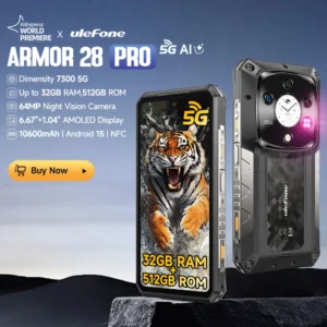 【العرض الأول عالميًا】هاتف Ulefone Armor 28 Pro 5G AI المتين بذاكرة وصول عشوائي (RAM) سعة 32 جيجابايت وذاكرة قراءة فقط (ROM) سعة 512 جيجابايت هاتف ذكي بقوة 120 واط ومعالج MTK Dimensity 7300 وبطارية 10600 مللي أمبير/ساعة - AliExpress 509