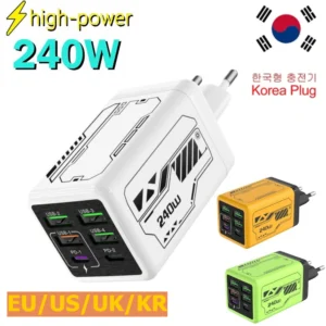 شاحن هاتف محمول USB بقوة 240 واط من نوع GaN، شاحن سريع من النوع C، محول حائط للشحن السريع لهواتف آيفون وشاومي وهواوي، قابس أوروبي/أمريكي/بريطاني/كوري للهواتف الخلوية - AliExpress 44