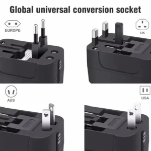 محول سفر عالمي مع منافذ USB مزدوجة من النوع C ومنافذ تيار متردد، شاحن حائط، محول قابس عالمي للولايات المتحدة/الاتحاد الأوروبي/المملكة المتحدة/أستراليا - AliExpress 44