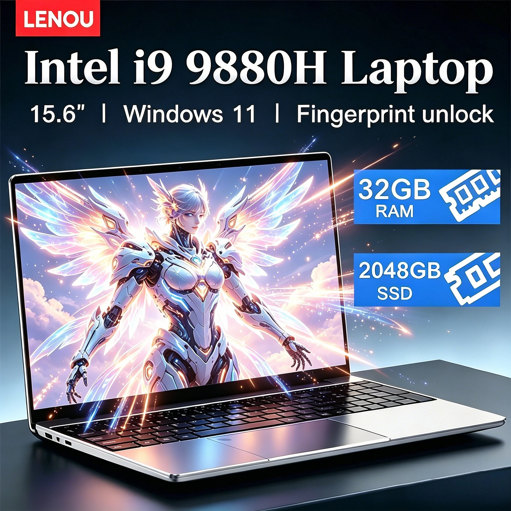 New Lenovo: Ultra-slim 15.6-inch laptop with Intel Core i9-9880H processor, 32GB RAM, 2TB hard drive, 1920*1080 screen resolution, and Windows 11 operating system for gaming, office, study, and home use - AliExpress 7