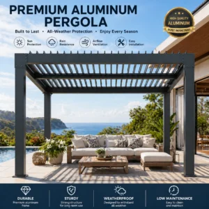 Waterproof electric aluminum pergola for garden