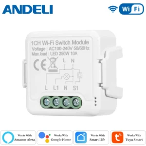 مفتاح ذكي واي فاي 10A 100-240V لتحكم عن بعد مع Alexa Google