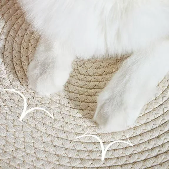 Japanese Pet Cat Bed Round Handwoven Rattan Cat Bed Summer Cooling Kitten Basket Cotton Rope Cat Scratching Baskets - AliExpress 15 - Image 5
