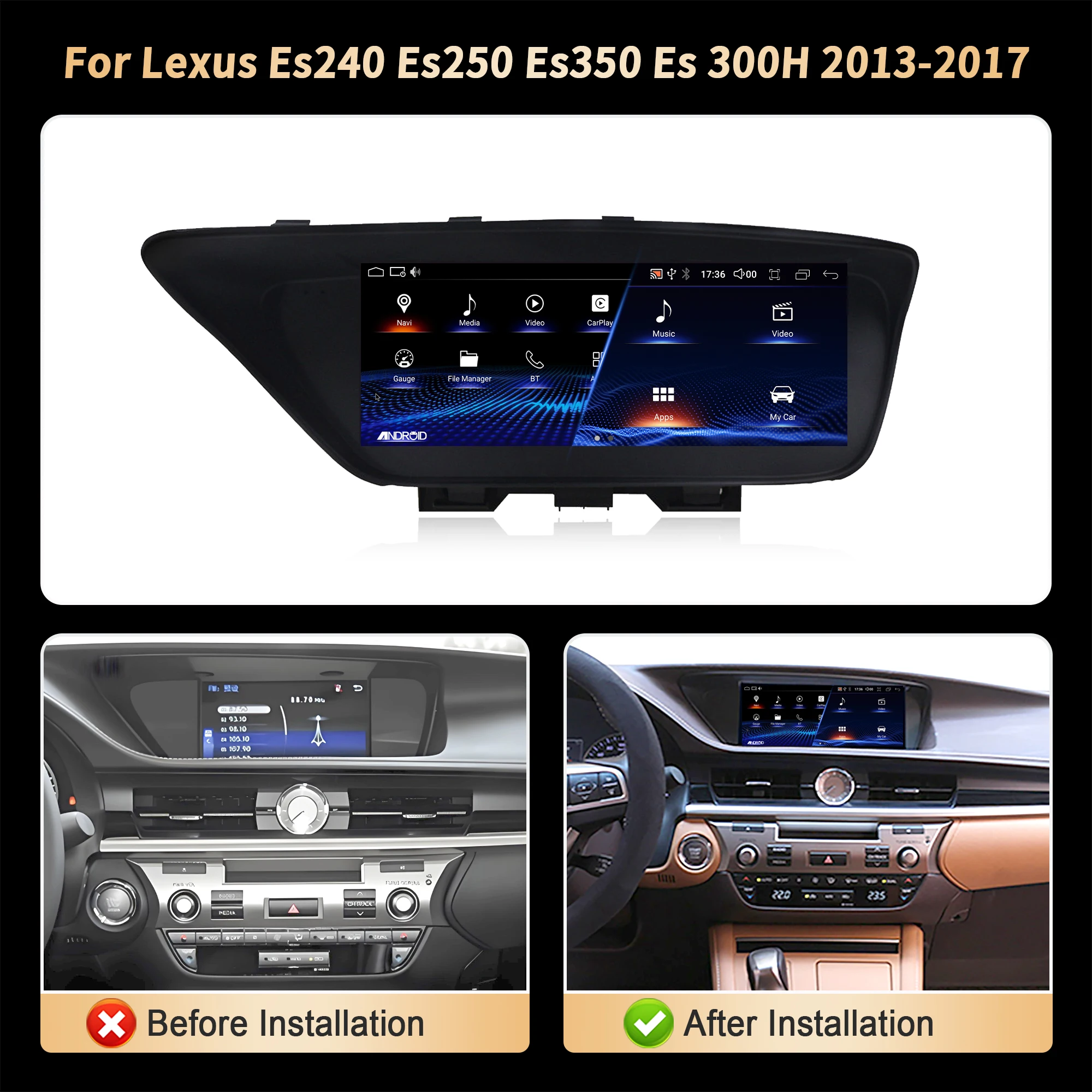 Car radio for Lexus ES240 ES250 ES350, 10.25 inch, Android 14, 4G, GPS - Image 2