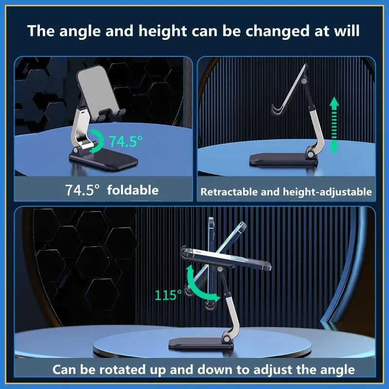 Foldable ABS desktop phone holder, suitable for iPads, iPhones, and smartphones; supports tablets; portable cell phone stand. - AliExpress 202192403 - Image 3