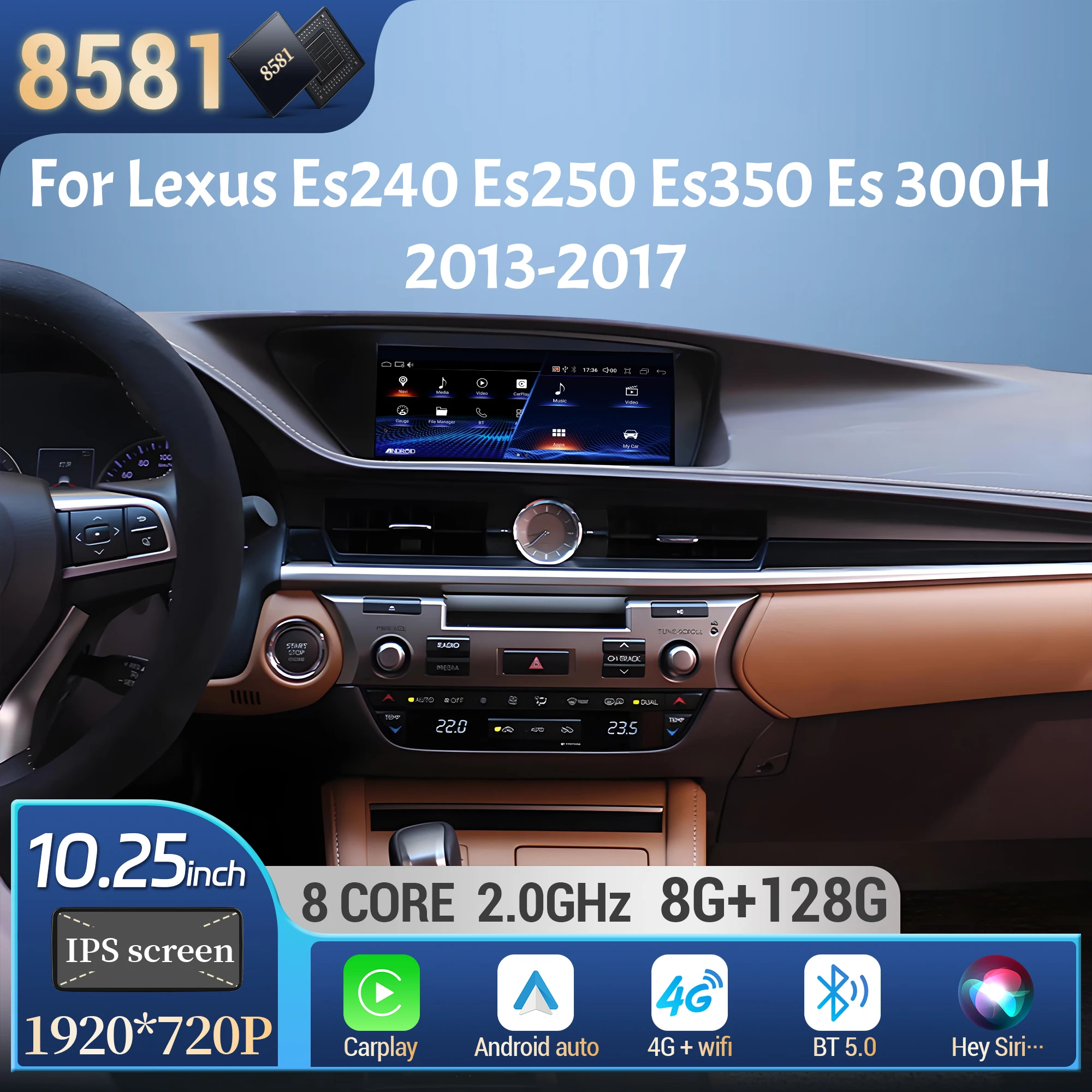 Car radio for Lexus ES240 ES250 ES350, 10.25 inch, Android 14, 4G, GPS