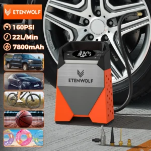 ETENWOLF ZEPHYR S3C ضاغط هواء محمول 100% منفاخ إطارات السيارة بدورة واجب 7800 مللي أمبير في الساعة للسيارات والدراجات النارية وكرات الدراجات - AliExpress 34