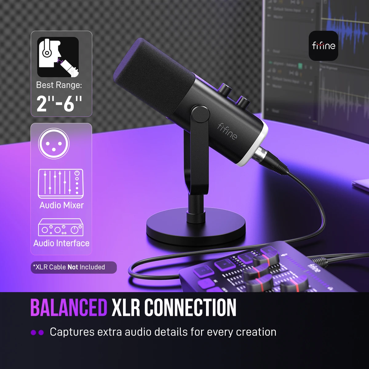 FIFINE USB/XLR Dynamic Microphone with RGB Control/Headphone Jack/Mute, AmpliGame-AM8 PC Game Recording Microphone - AliExpress - Image 2