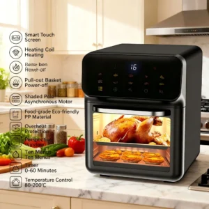 مقلاة هوائية منزلية متعددة الوظائف ذات سعة كبيرة، مقلاة كهربائية بصرية تعمل باللمس - AliExpress 6