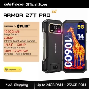 هاتف Ulefone Armor 27T Pro 5G THERMAL BY FLIR®  Rugged Phone 10600mAh Android 14 هاتف ذكي 50MP + 64MP 6.78