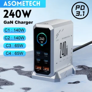 240 واط GaN شاحن 6-IN-1 140 واط PD3.1 PPS USB نوع C شاشة ديجيتال محطة شحن سريع آيفون 16 15 ماك بوك أجهزة الكمبيوتر المحمولة سامسونج - AliExpress 202192403