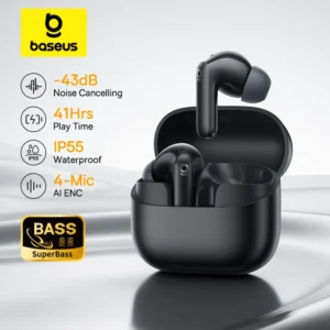 Baseus Bass EP10 NC -43dB إلغاء الضوضاء ANC سماعات أذن لاسلكية حقيقية بلوتوث 6.0 سماعات أذن لاسلكية 4 ميكروفونات ENC سماعات أذن - AliExpress 44