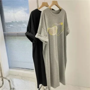 فستان فضفاض كبير الحجم بأكمام قصيرة للنساء 2025 فستان غير رسمي متعدد الاستخدامات جديد - AliExpress 200000345
