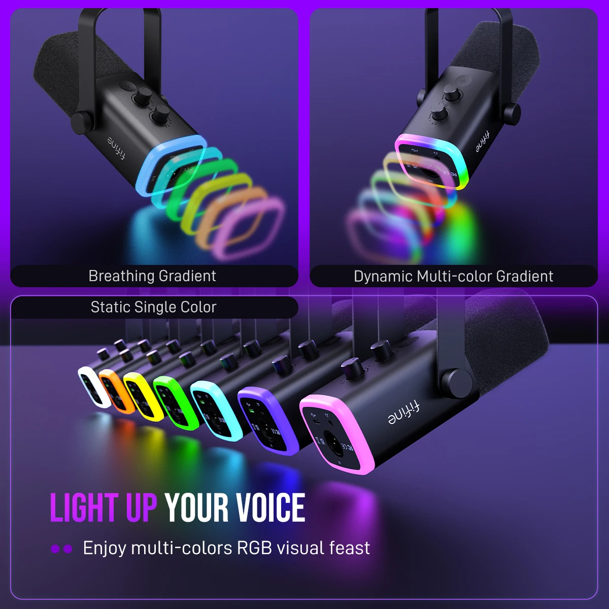 FIFINE USB/XLR Dynamic Microphone with RGB Control/Headphone Jack/Mute, AmpliGame-AM8 PC Game Recording Microphone - AliExpress - Image 6