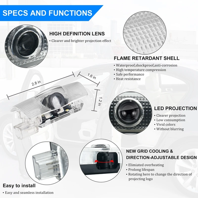 2pcs LED Car Welcome Lights, Ghost Shadow Lighting, Projector Light Accessories for Camry 40 XV40 XV50 XV70 2006-2024 2023 - AliExpress 34 - Image 3
