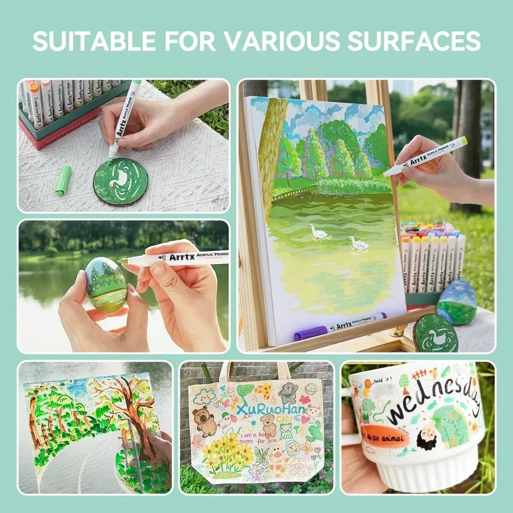 60 Color Acrylic Paint Pens with Brush Tip - Artex - الصورة 4