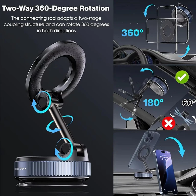 Foldable magnetic car phone holder with strong magnetic suction design and multi-angle adjustment, upgraded version - AliExpress 202192403 - Image 2