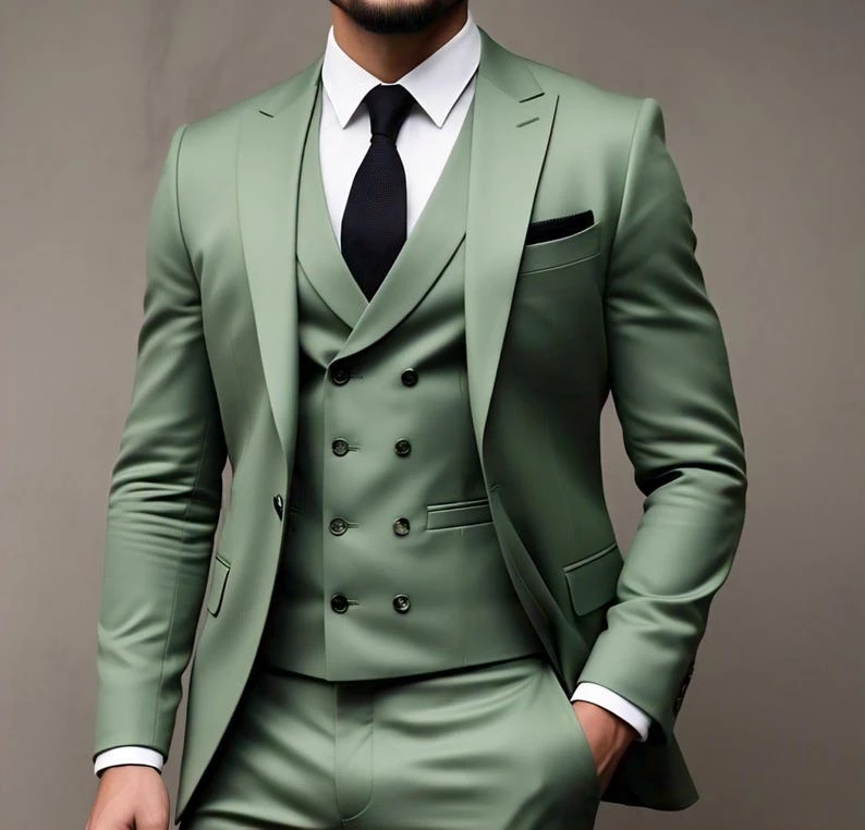 بدلة خضراء مكونة من 3 قطع لحفلات الزفاف Traje Americana Hombre - AliExpress 200000343
