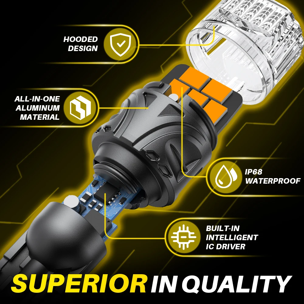 AUXITO 2pcs T15 W16W LED Canbus Error Free Backup Light Bulbs Yellow Amber White 921 912 LED Car Reverse Lamp 12V - AliExpress 34 - Image 4