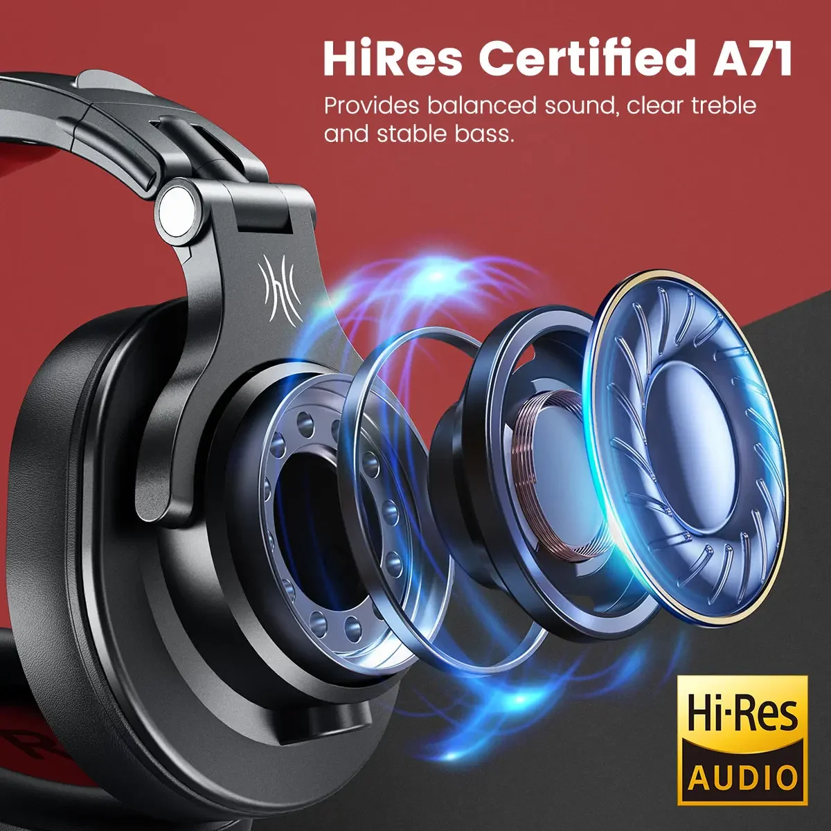 Audio A71 wired over-ear headphones with 40mm drivers for recording and playing HiFi music - الصورة 3